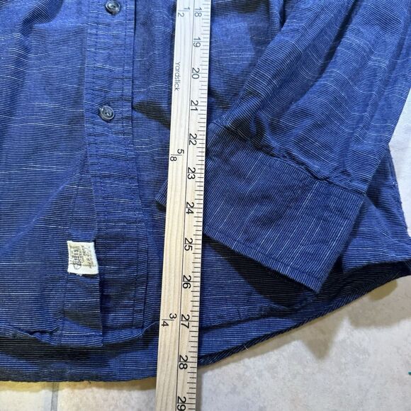 PD&C Men's Size‎ Medium Heathered Blue Button Up Long Rolled Tab Sleeves Shirt - Picture 4 of 6